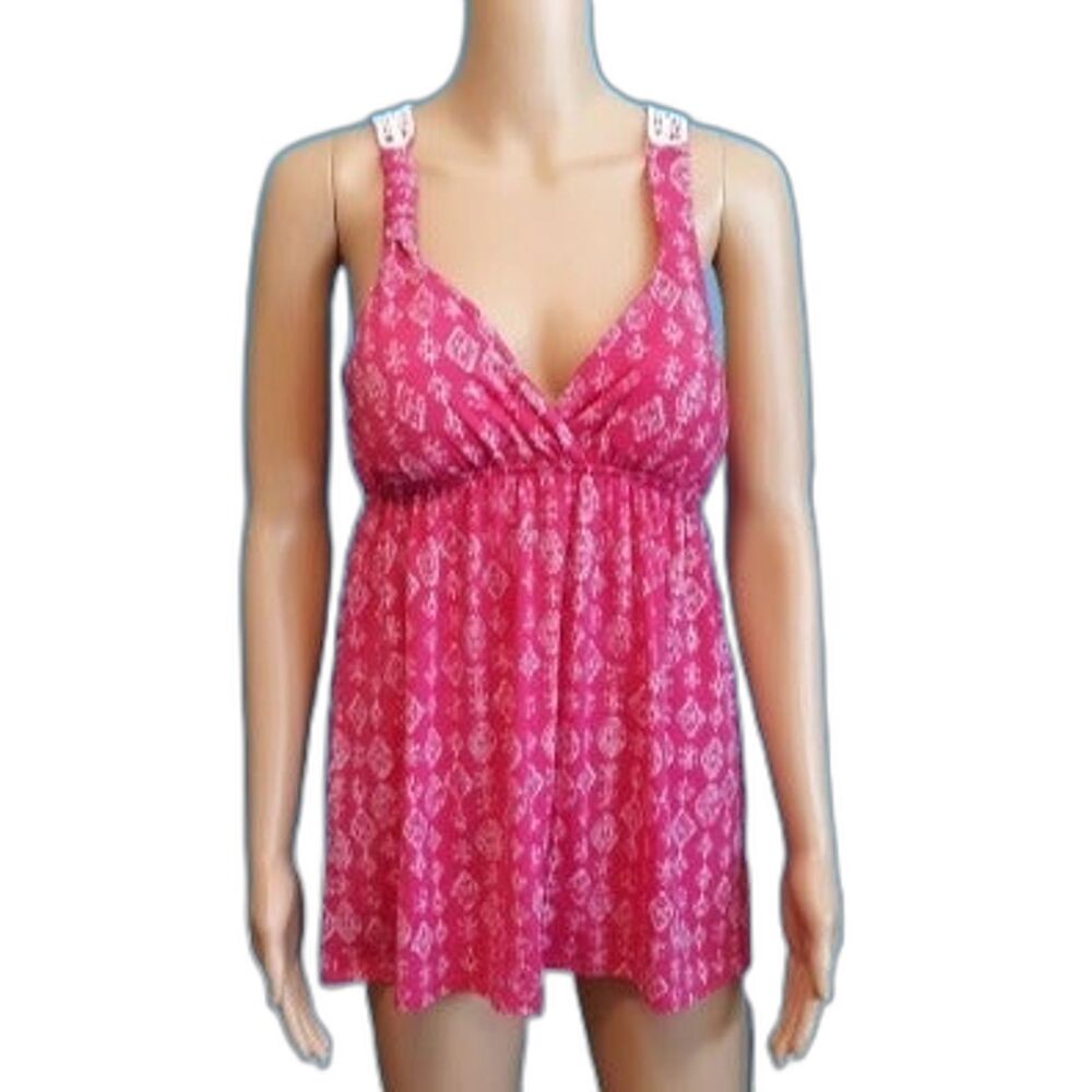 PINK ROSE Padded Bust Babydoll Tank Top Medium Juniors Bandana TropicalPunch D14